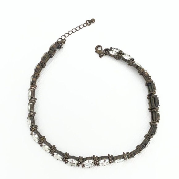 Rhinestone Choker Necklace Burnished Gold Fashion Jewelry Boho - Picture 5 of 6